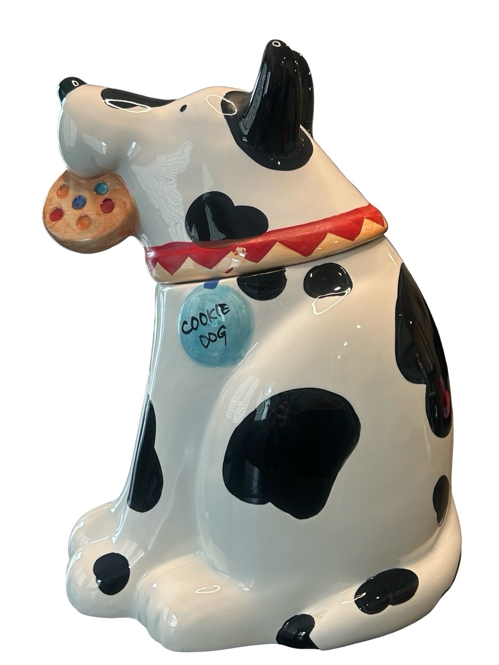 VTG 80s certified INT. Coco Dowley spotted dog cookie jar whimsical playful